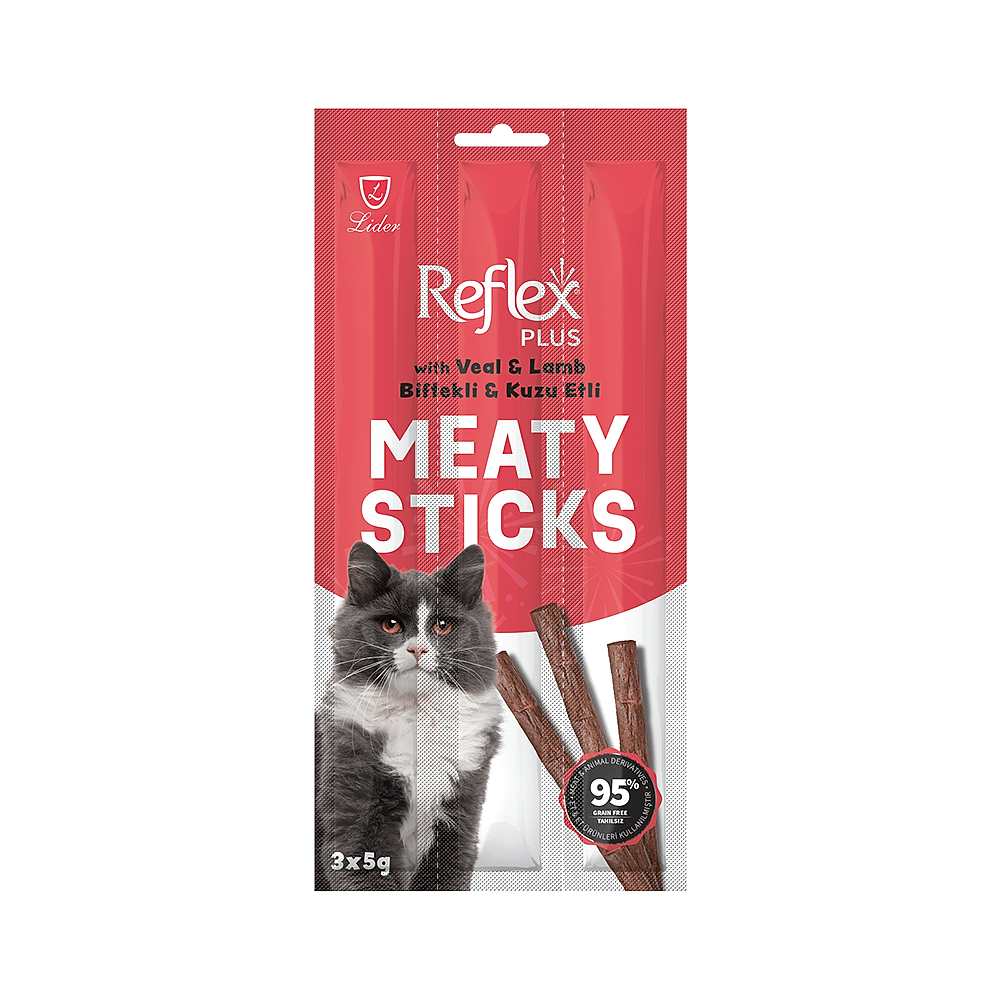 Reflex Plus Dana Etli ve Kuzu Etli Meaty Sticks Yetişkin Kedi Ödülü (3 x 5 g)