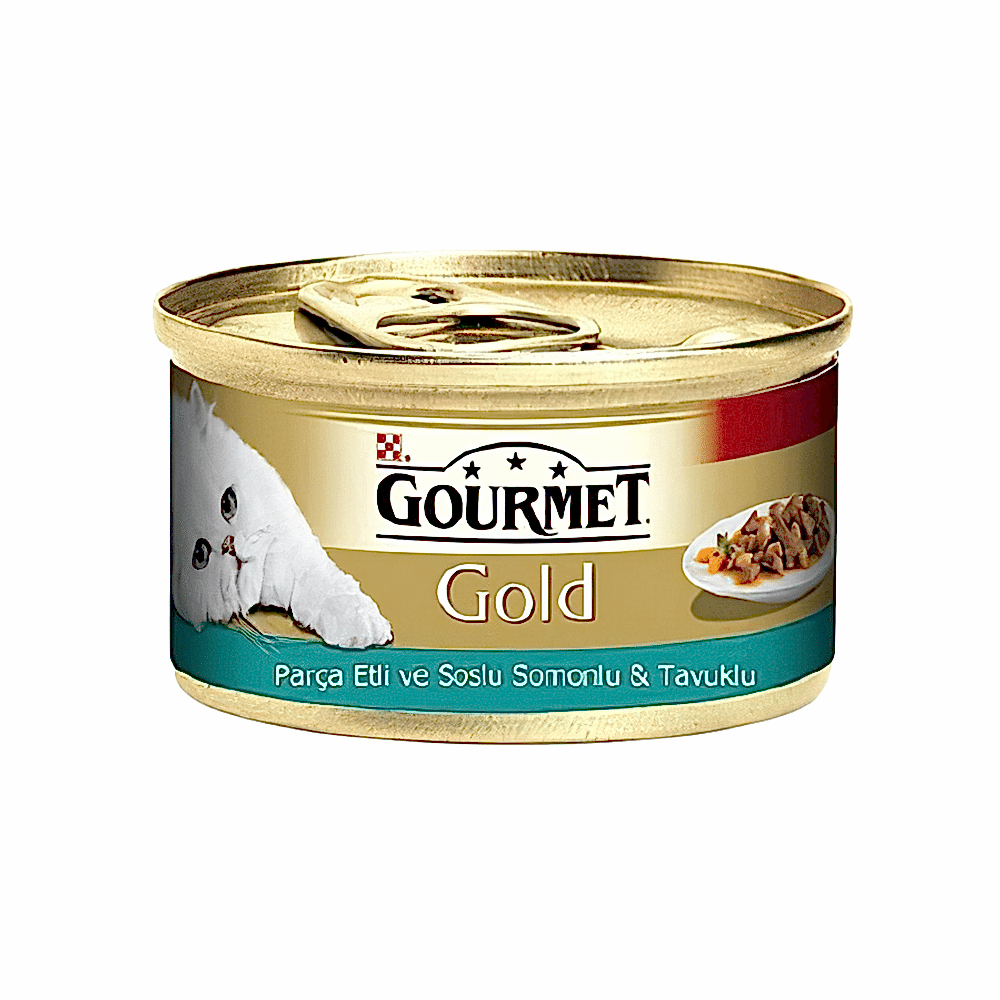 Purina Gourmet Gold Somonlu ve Tavuk Etli Yetişkin Kedi Konserve Maması (85 g)