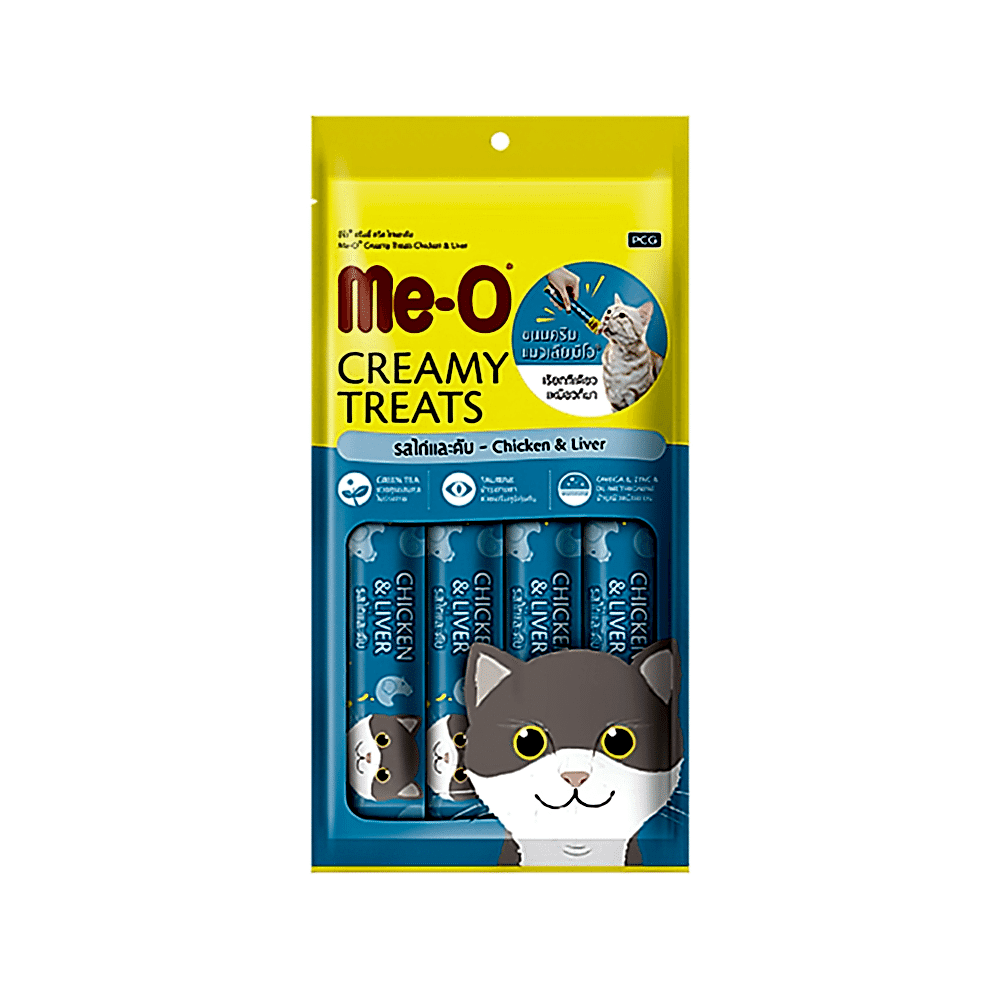Me-O Creamy Tavuk Etli ve Ciğer Etli Kedi Ödülü (4 x 15 g)