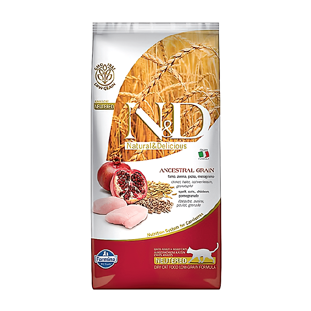 N&D Düşük Tahıllı Tavuk Etli ve Narlı Kısırlaştırılmış Kedi Maması (5 kg)