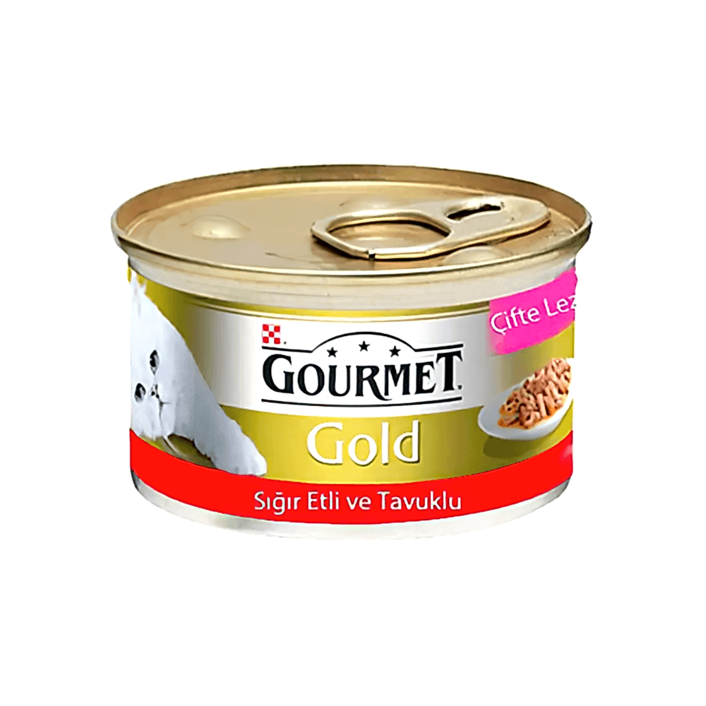 Purina Gourmet Gold Çifte Lezzet Sığır Etli ve Tavuk Etli Yetişkin Kedi Konserve Maması (85 g)