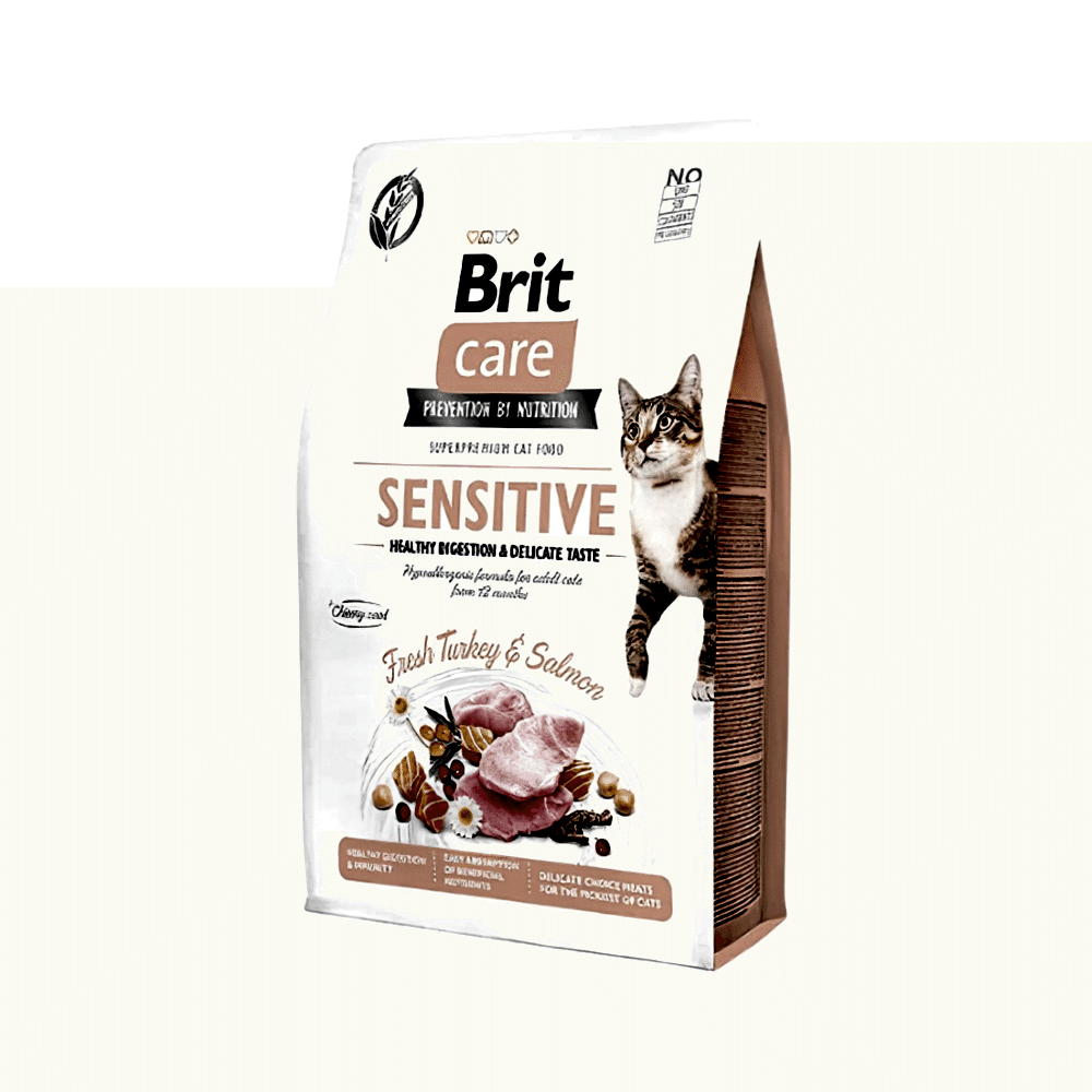 Brit Care Sensitive Hipoalerjenik Tahılsız, Somonlu & Hindi Etli Yetişkin Kedi Maması (7 kg)