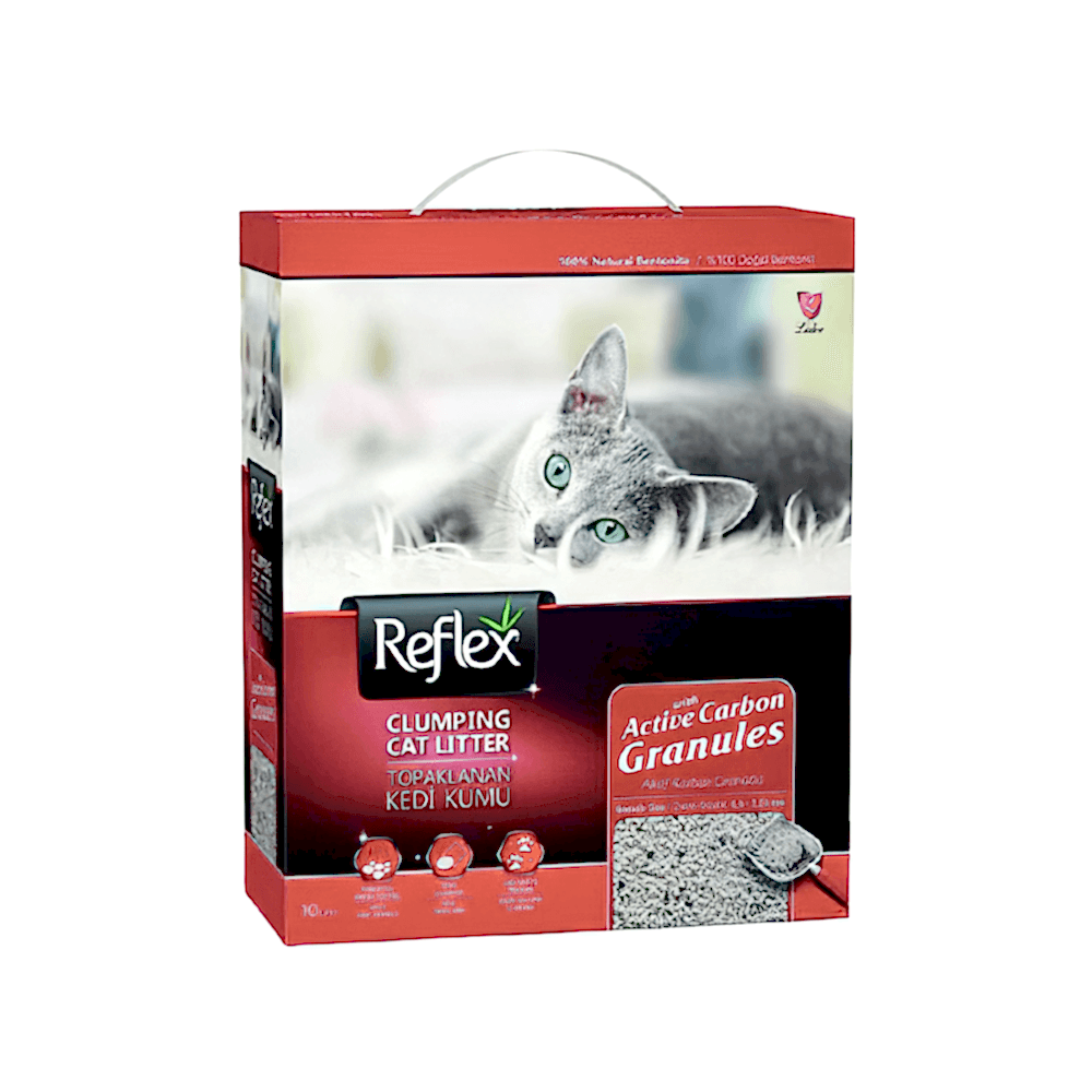 Reflex Topaklanan Aktif Karbonlu Granül İnce Taneli Kedi Kumu (10 L)