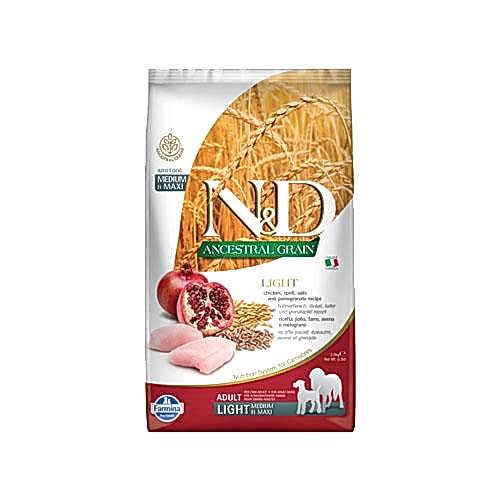 N&D Light Düşük Tahıllı Tavuk Etli ve Narlı Orta ve Büyük Irk Yetişkin Köpek Maması (2,5 kg)