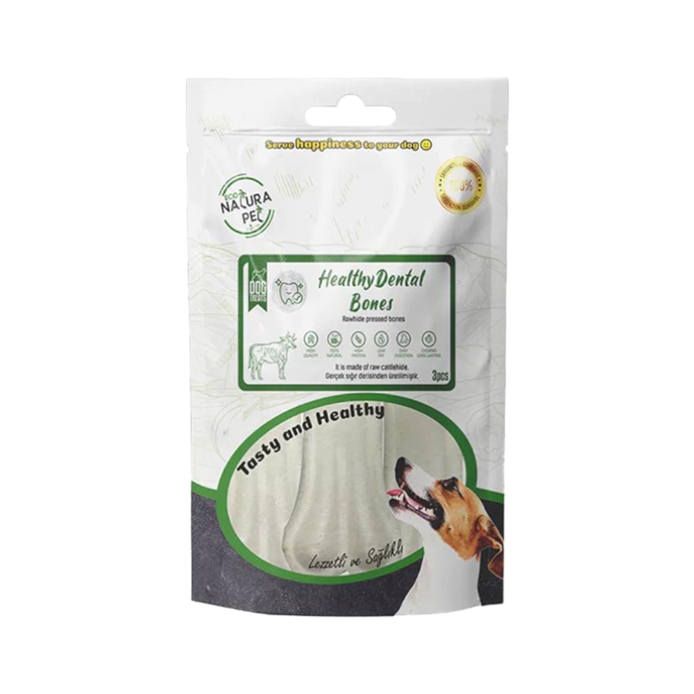 Eco Natura Pet Healty Dental Chews Beyaz Burgu Kemik Köpek Ödülü 13 cm 25'li (150 g)