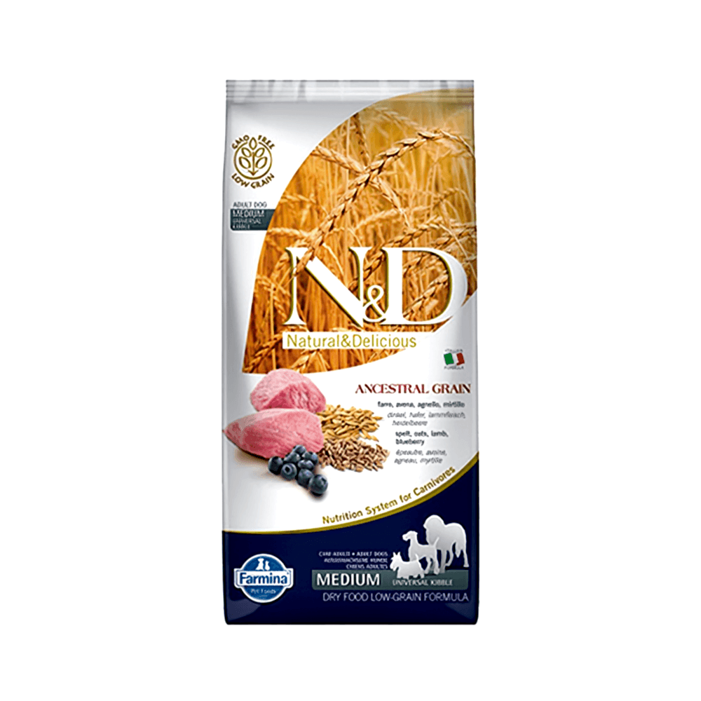 N&D Düşük Tahıllı, Kuzu Etli & Yaban Mersinli Orta ve Büyük Irk Yetişkin Köpek Maması (12 kg)