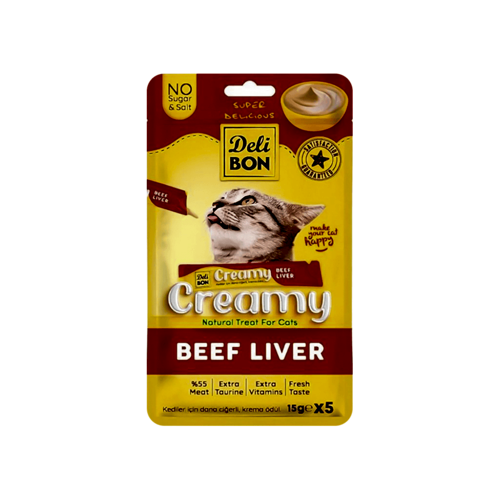 Delibon Creamy Dana Ciğerli Sıvı Kedi Ödül Maması (5 x 15 g)