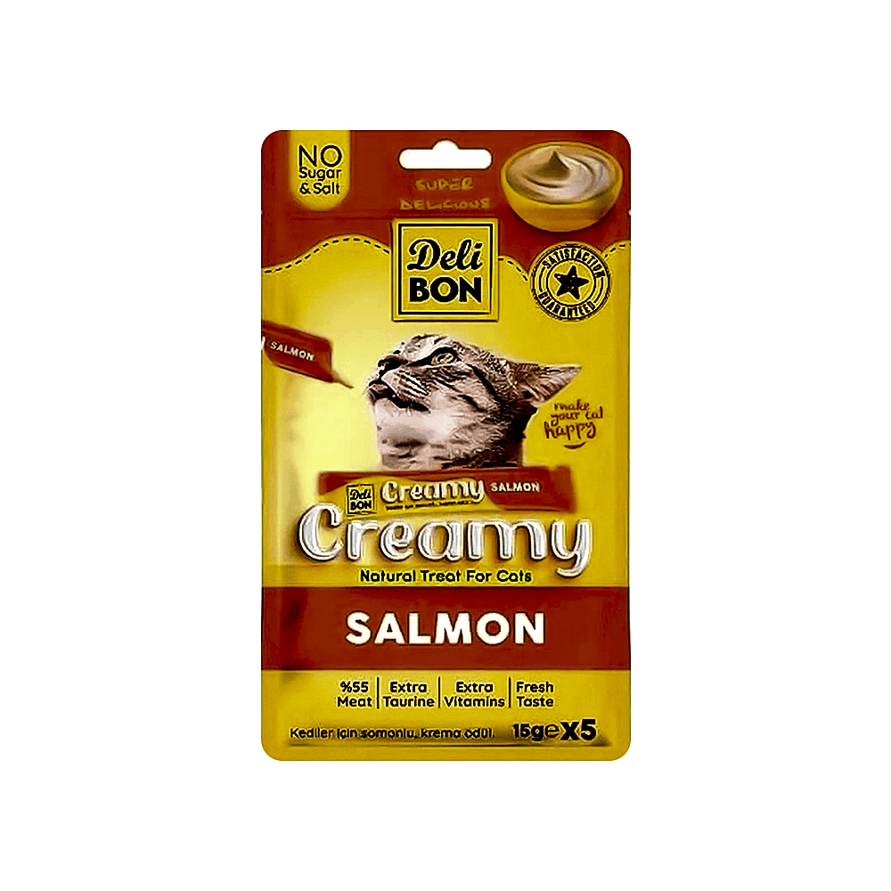 Delibon Creamy Somon Balıklı Sıvı Kedi Ödül Maması (5 x 15 g)