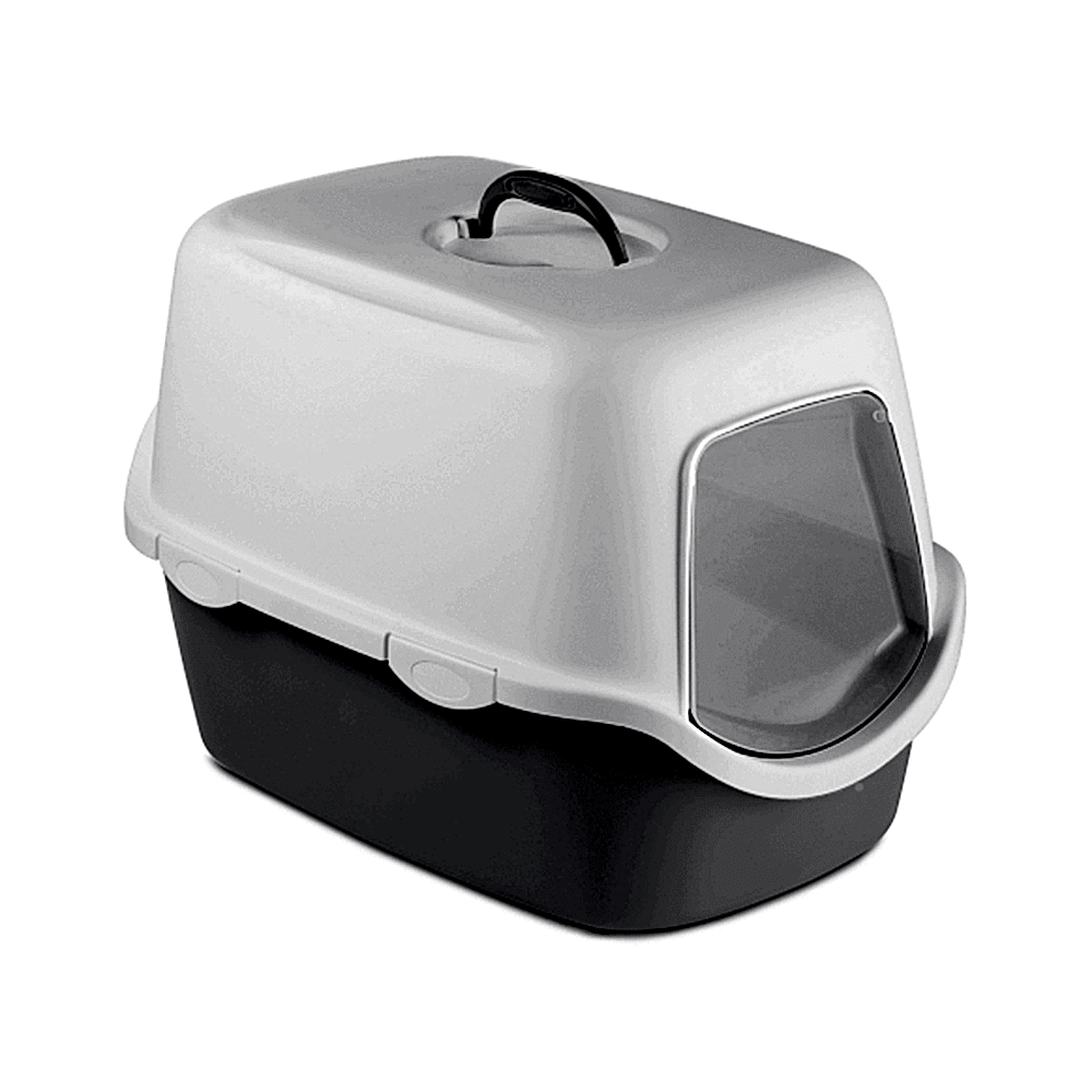 Stefanplast Cathy Beyaz Gri Kedi Tuvaleti (56 x 40 x 40 cm)