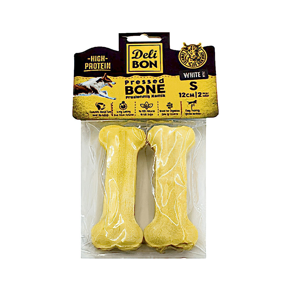 Deli Bon Deri Press Kemik Köpek Ödülü 12 cm (2'li)