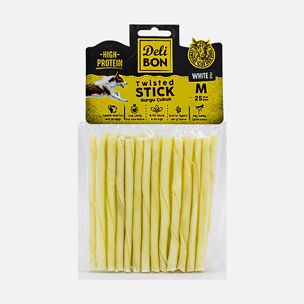 Deli Bon Deri Kalın Burgu Çubuk Köpek Ödülü (25'li)