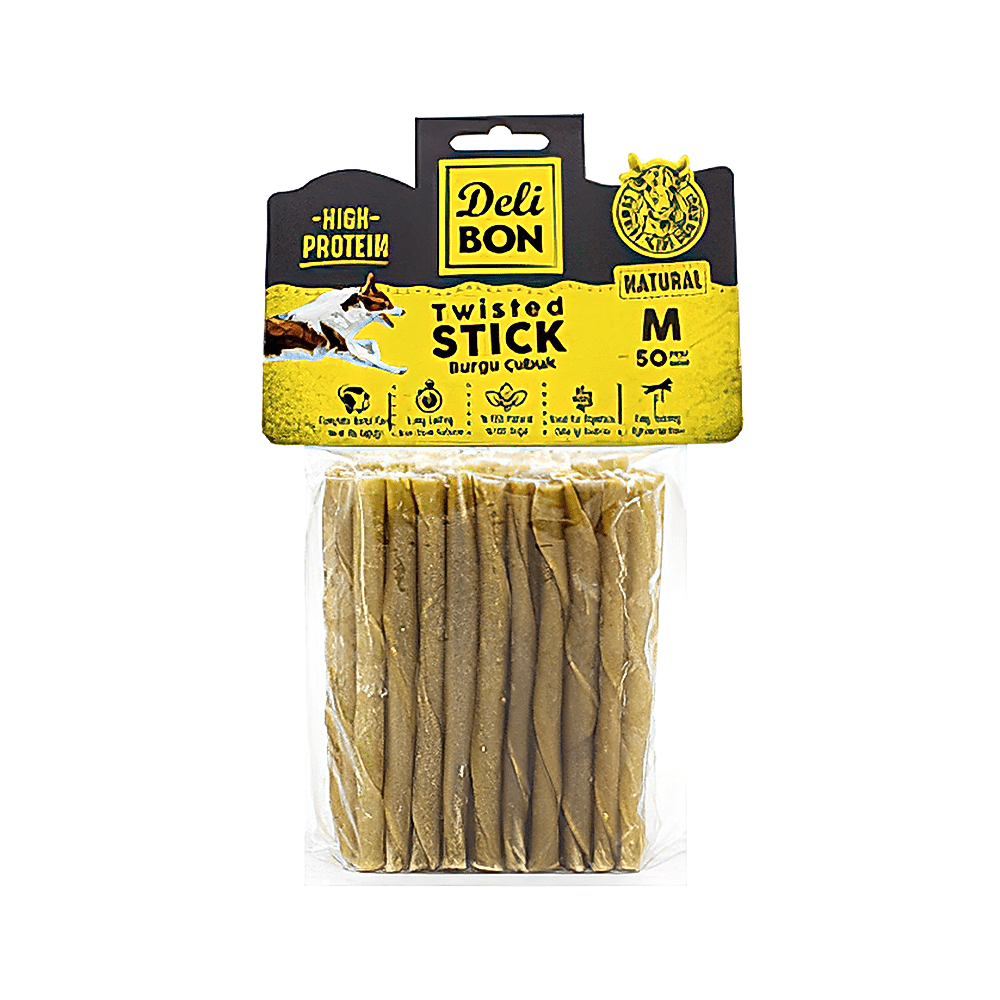 Deli Bon Gerçek Deriden Kalın Orta Boy Burgu Çubuk Köpek Ödülü (50'li)