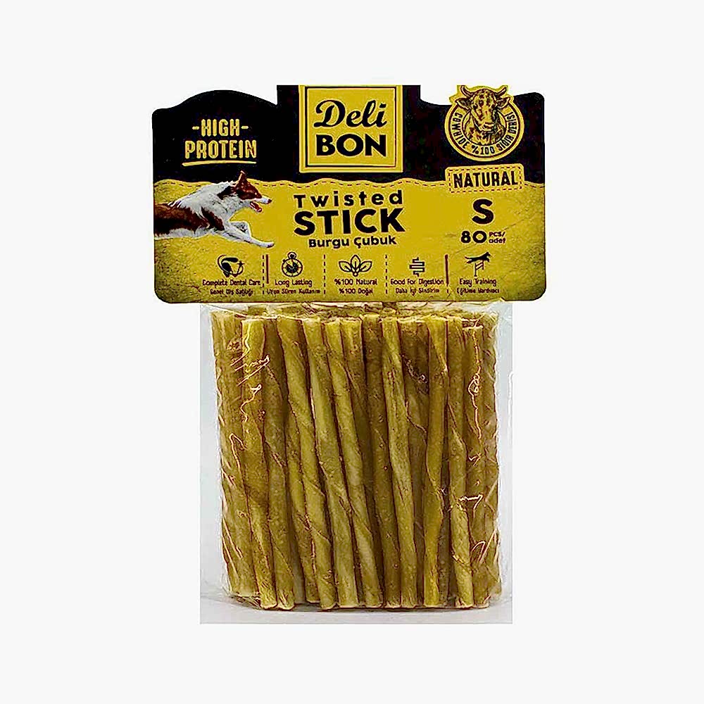 Deli Bon Deri Natural İnce Burgu Çubuk Köpek Ödülü (80'li)