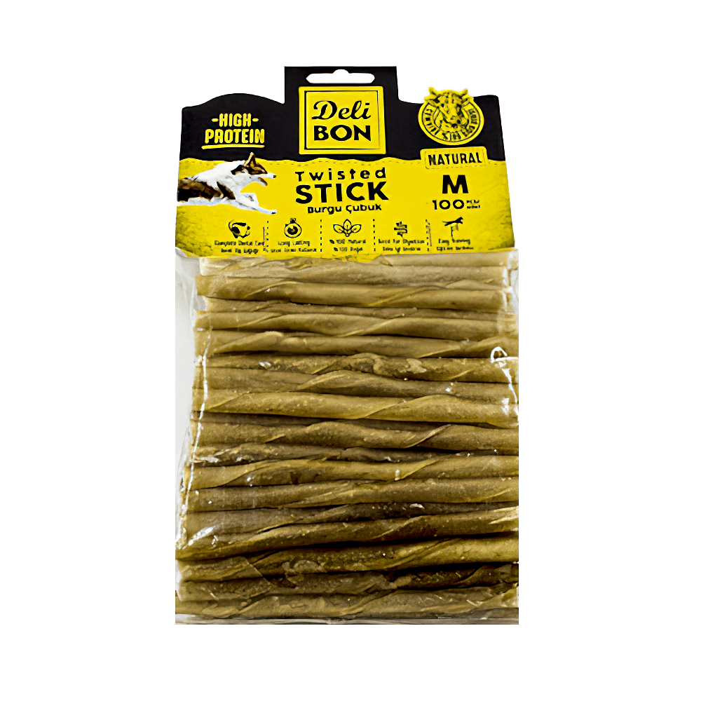 Deli Bon Deri Kalın Burgu Çubuk Köpek Ödülü (100'lü)