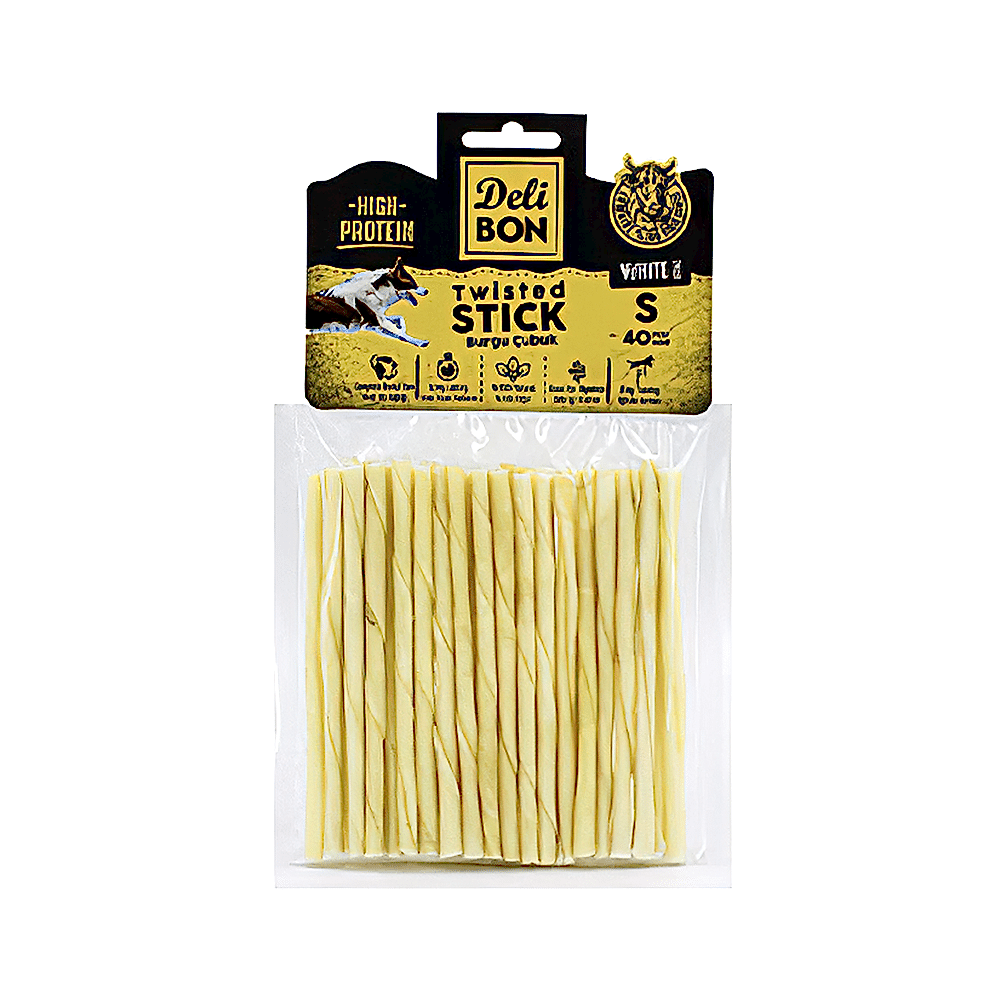 Deli Bon Deri Burgu Beyaz Çubuk Köpek Ödülü (40'lı)