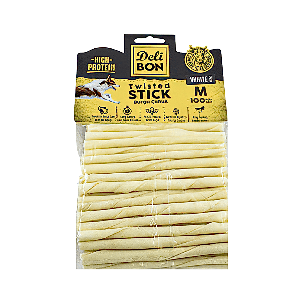 Deli Bon Gerçek Deriden Naturel Kalın Burgu Çubuk Köpek Ödülü (100'lü)