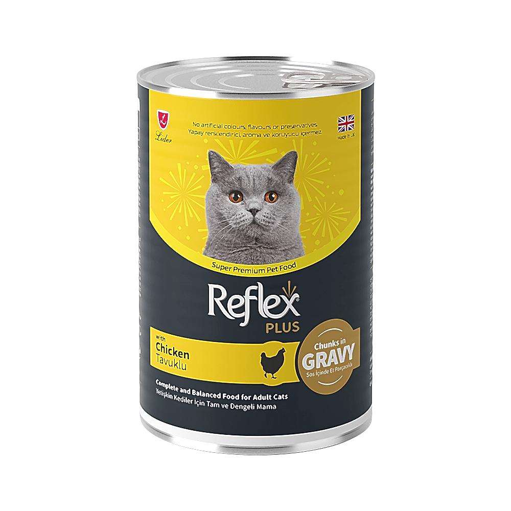 Reflex Plus Sos İçinde Et Parçacıklı ve Tavuk Etli Yetişkin Kedi Maması (400 g)