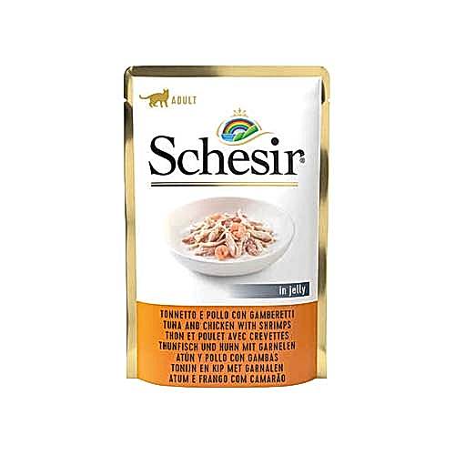 Schesir Jelly Ton Balıklı ve Levrekli Yetişkin Kedi Konserve Maması (85 g)