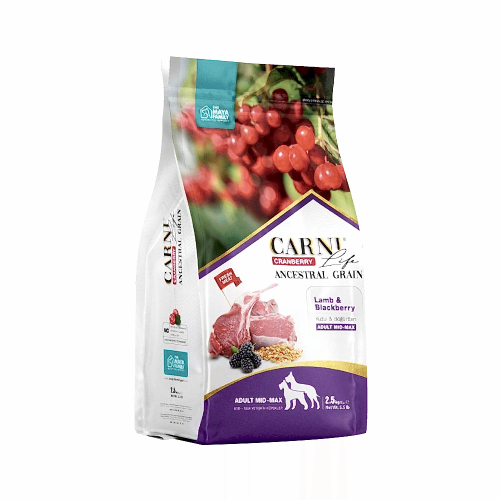 Carni Life Kızılcık, Kuzu Etli & Böğürtlenli Orta ve Büyük Irk Yetişkin Köpek Maması (2,5 kg)