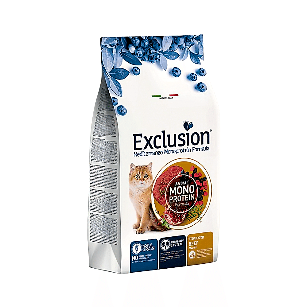 Exclusion Monoprotein Düşük Tahıllı Sığır Etli Kısırlaştırılmış Kedi Maması (12 kg)