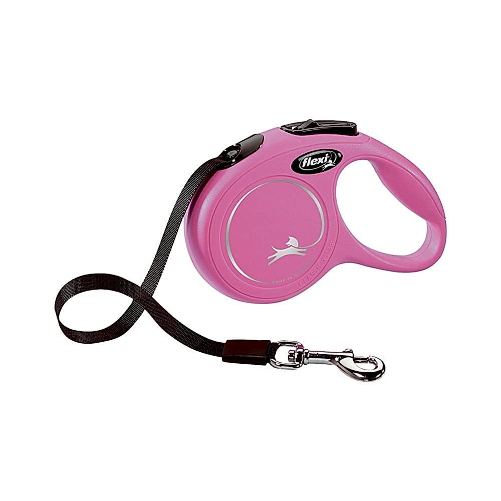 Flexi New Classic Otomatik Pembe Şerit Köpek Gezdirme Kayışı XS (3 m)