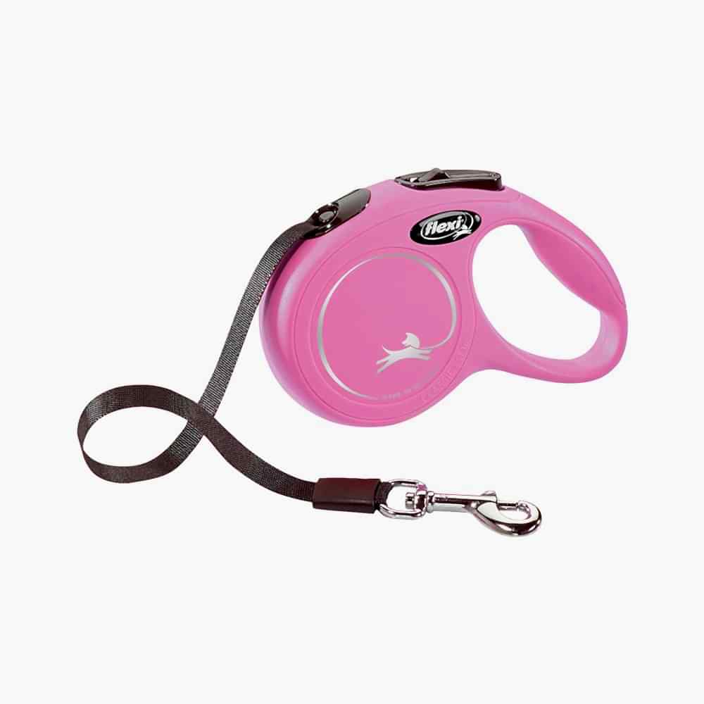Flexi New Classic Şerit Köpek Otomatik Tasması Pembe S (5 m)