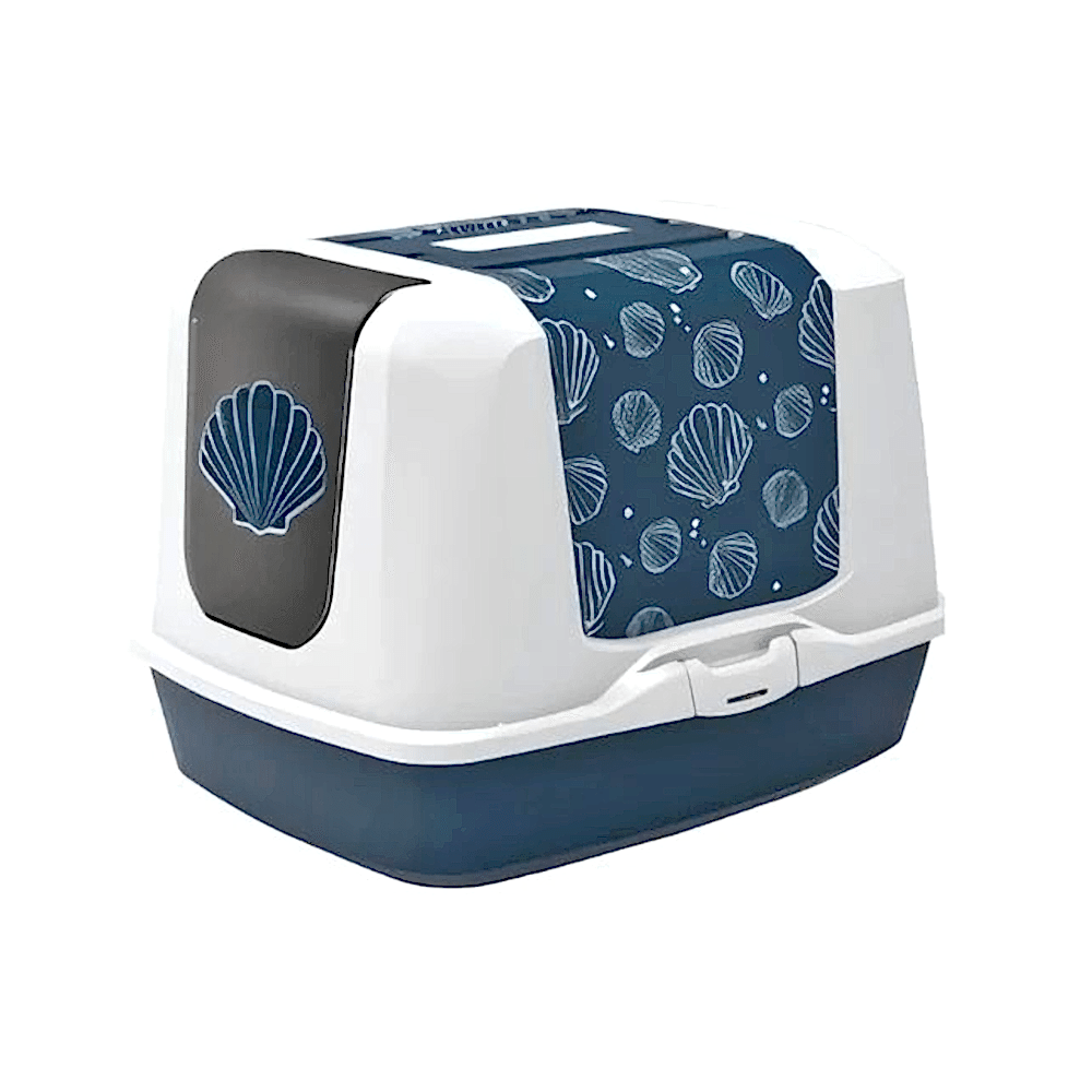 Moderna Trendy Midye Desenli Kapalı Kedi Tuvaleti (57 x 44 x 43 cm)