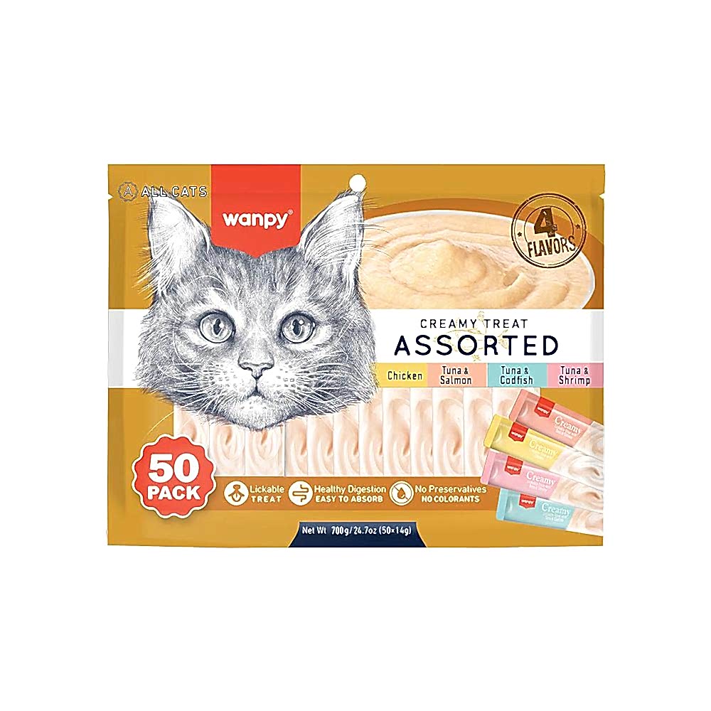 Wanpy Karışık 4 Lezzetli Krema Kedi Ödül Maması (50 x 14 g)