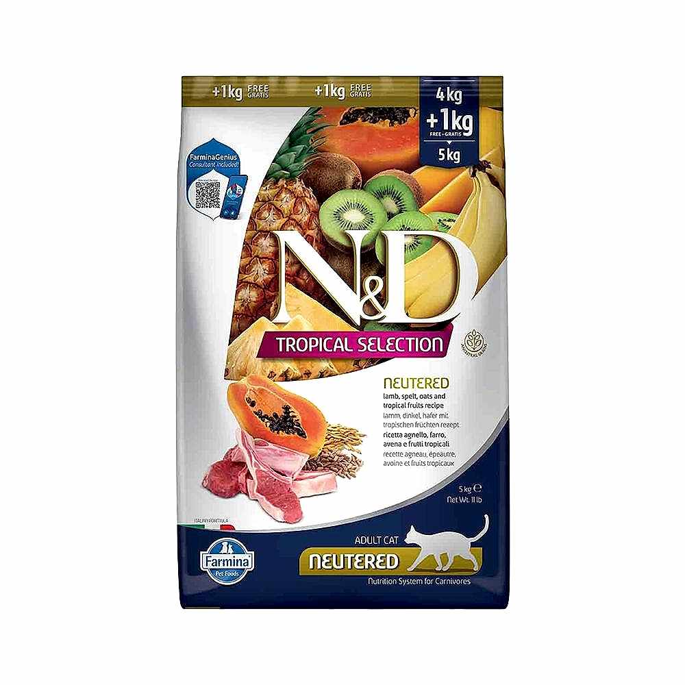 N&D Tropical Kuzu Etli Kısırlaştırılmış Kedi Maması (4 + 1 kg)