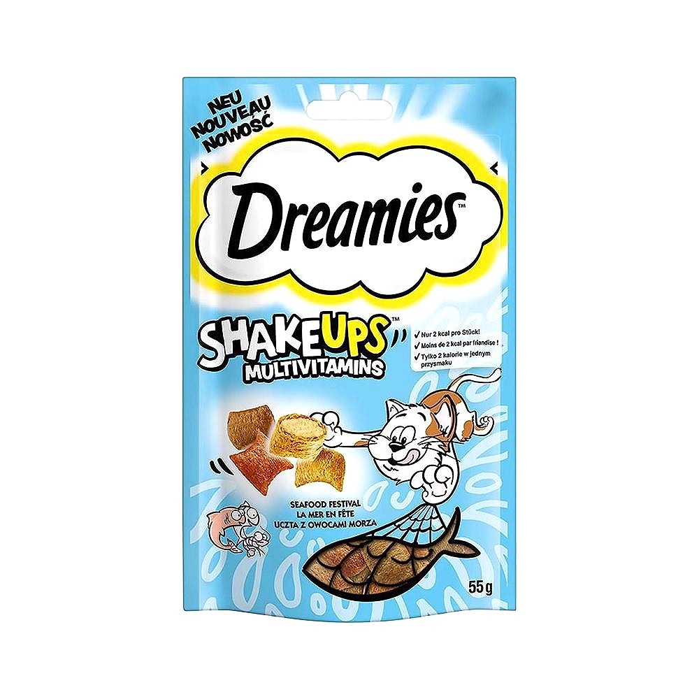 Dreamies ShakeUps Multivitaminli Deniz Ürünleri Kedi Ödül Maması (55 g)
