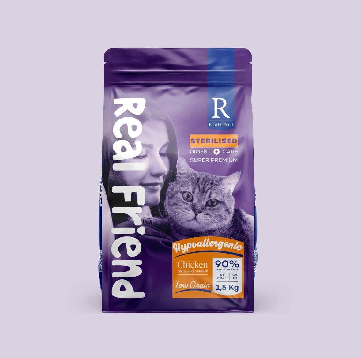 Real Friend Digest Care Hypoallergenic Sterilised Adult Cat Food with Chicken 34/12