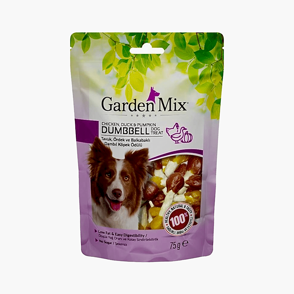 Garden Mix Tavuk, Ördek ve Balkabaklı Dambıl Köpek Ödülü (75 g)