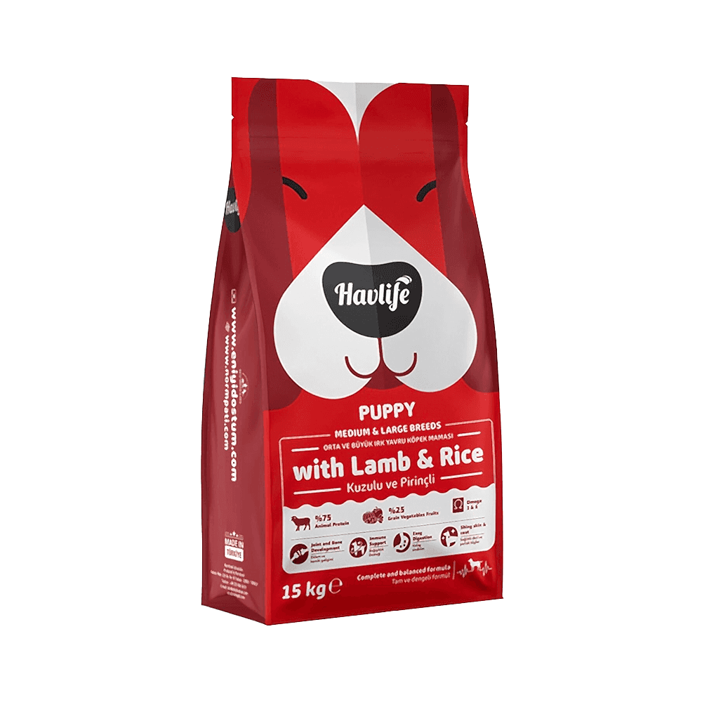 Havlife Kuzu Etli Orta ve Büyük Irk Yavru Köpek Maması (15 kg)