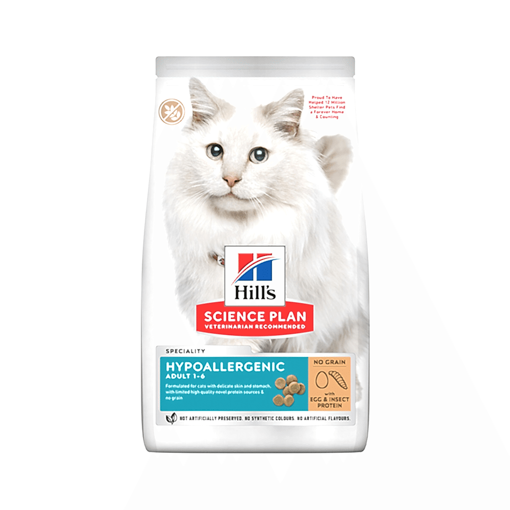 Hill's Science Plan Hypoallergenic Yumurtalı ve Böcekli Tahılsız Yetişkin Kedi Maması (1,5 kg)