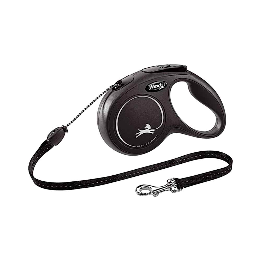 Flexi New Classic Siyah Otomatik İp Köpek Gezdirme Kayışı M (5 m)