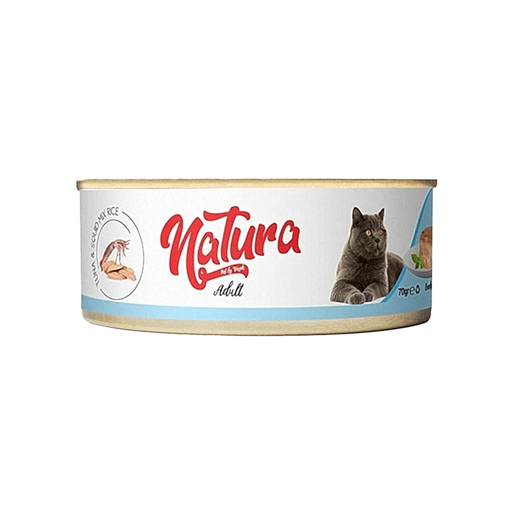 Natura Ton Balıklı ve Kalamarlı Yetişkin Kedi Konserve Maması (70 g)