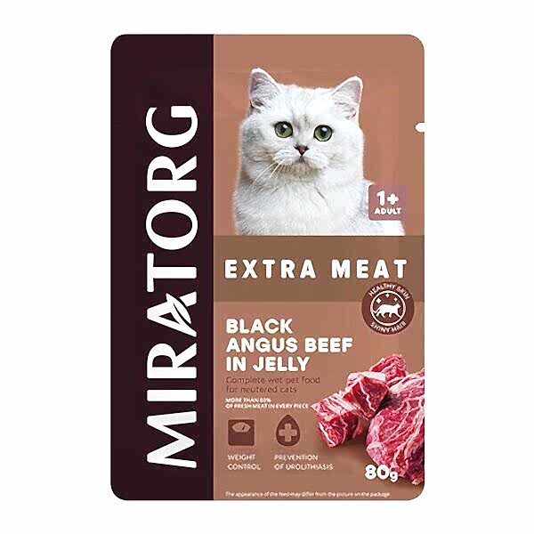 Miratorg Sterilised Jelly Kısırlaştırılmış Angus Sığır Etli Kedi Yaş Maması 80 Gr